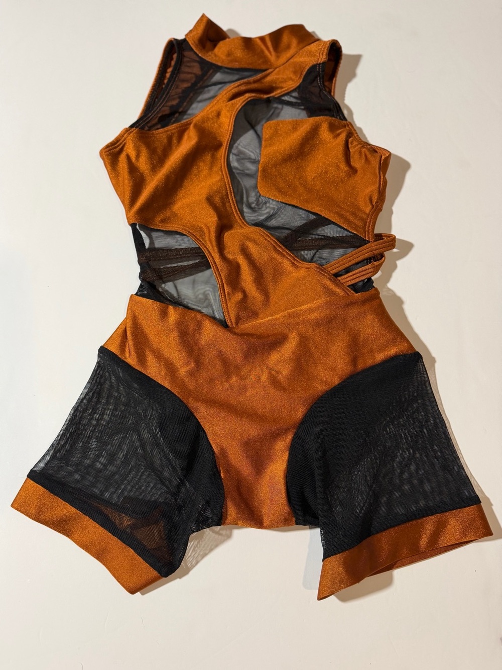 Cooper AA dancewear mesh leg romper CM